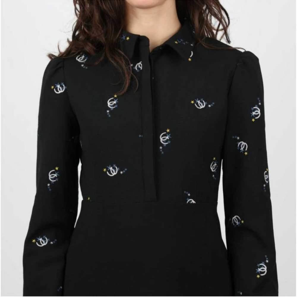 Maje Size Small Black Embroidered Horseshoe Dress
